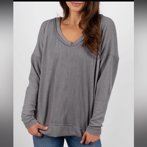 NWT Pretty Garden Fall Casual Long Sleeve Top Ribbed V Neck Size: XL - Picture 1 of 15